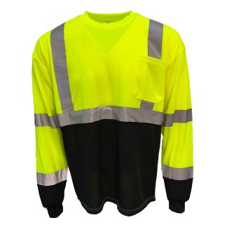 Class 3 Black Bottom Long Sleeve Safety Shirt, Wickmaster™ 2001BLS