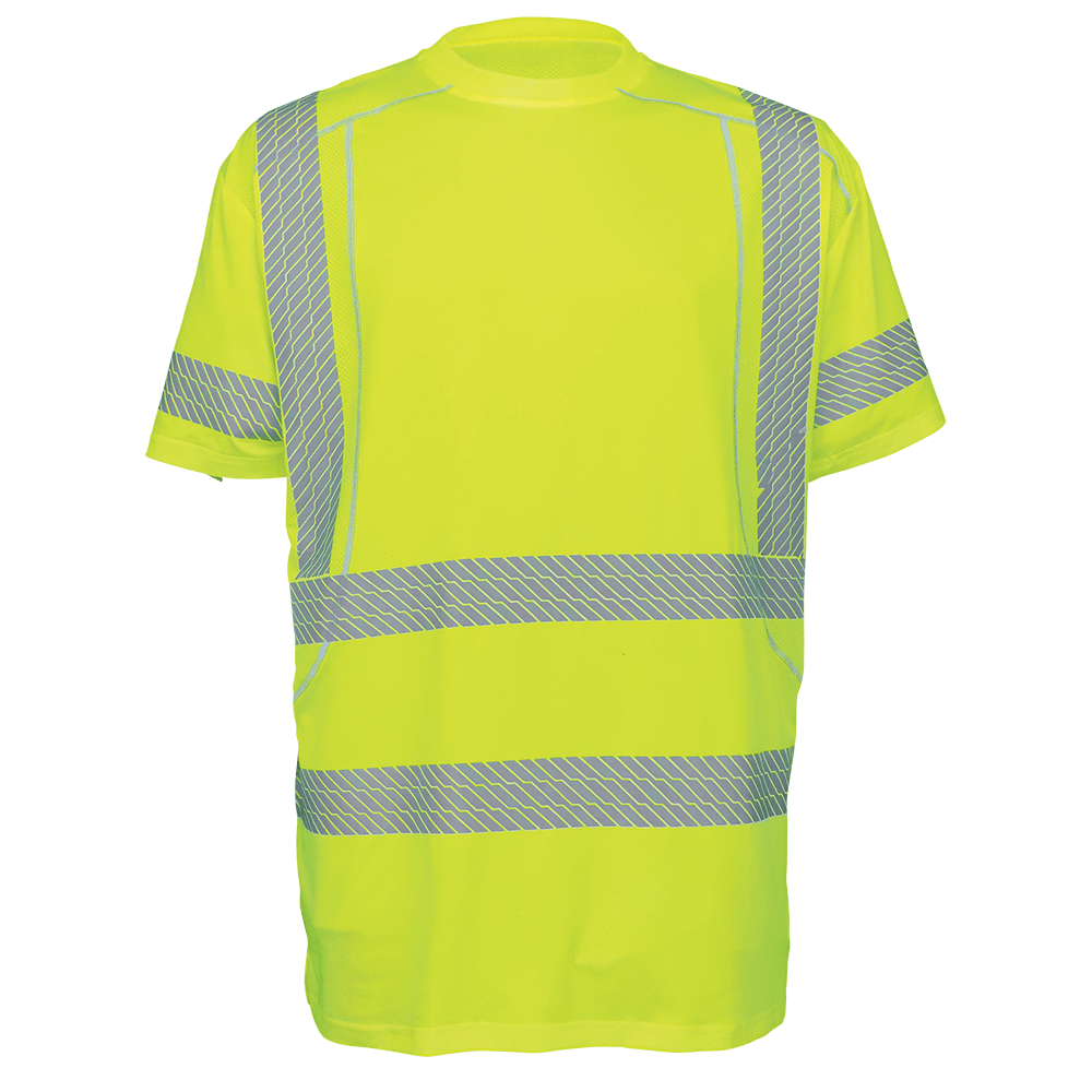High Performance Hi-Vis T-Shirt with Mesh - Short Sleeve, Segmented Striping, Class 3 - GLO-205