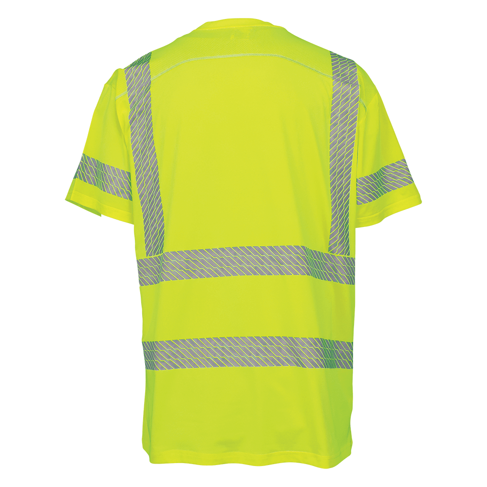 High Performance Hi-Vis T-Shirt with Mesh - Short Sleeve, Segmented Striping, Class 3 - GLO-205 - Image 2