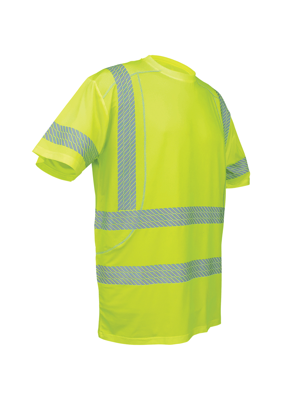 High Performance Hi-Vis T-Shirt with Mesh - Short Sleeve, Segmented Striping, Class 3 - GLO-205 - Image 3