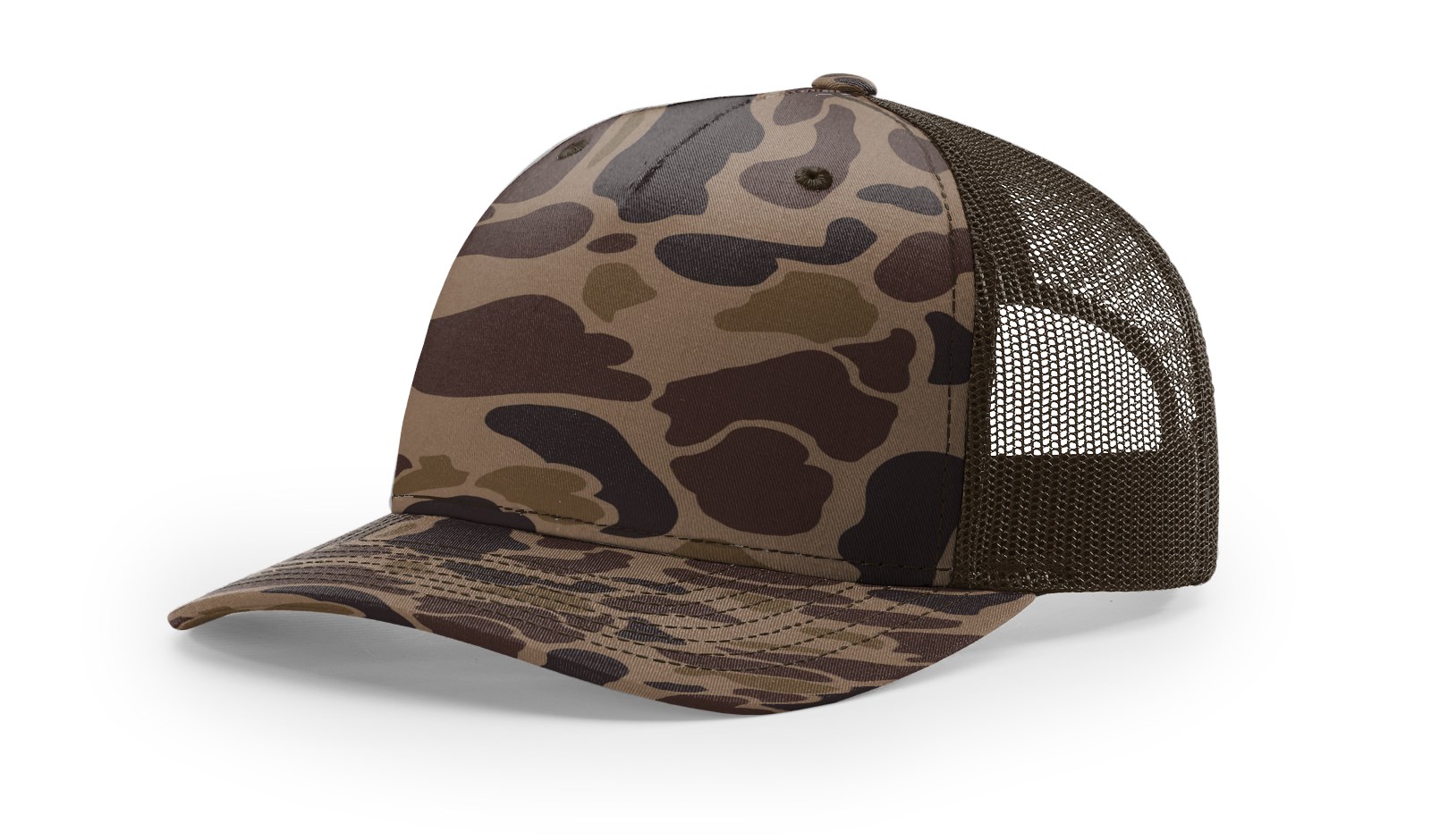 Richardson Five Panel Trucker Hat – Duck: Bark Duck Camo/Brown